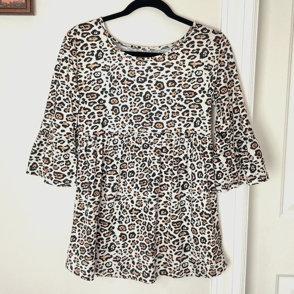 MATERNITY Leopard Print Peplum Top - 3/4 sleeves